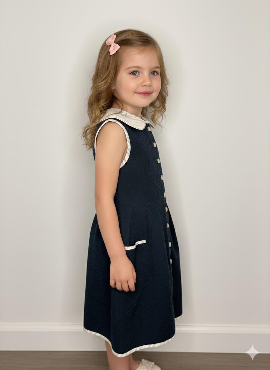 ⸻

Dark Green Denim Button-Front Dress