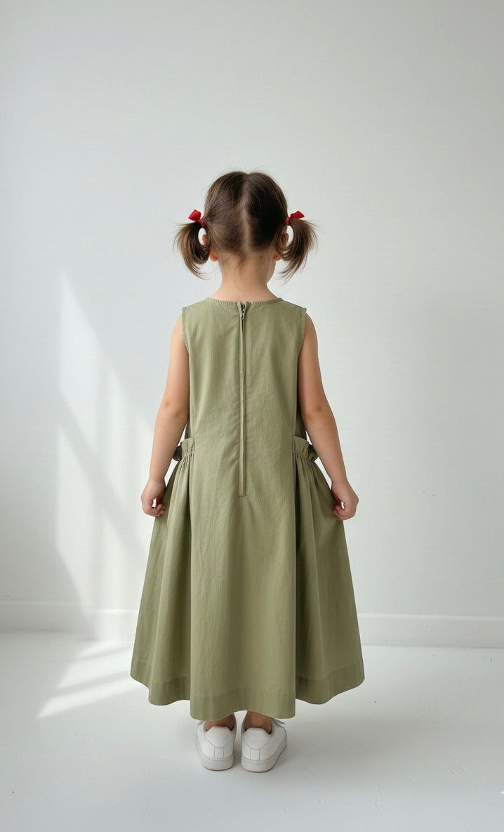 Sleeveless Pocket Dress for Girls