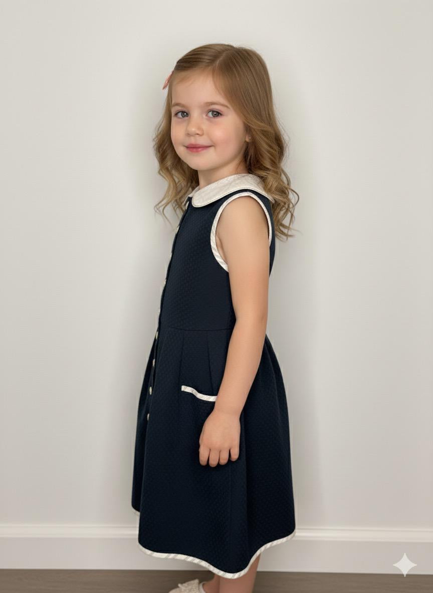 ⸻

Dark Green Denim Button-Front Dress