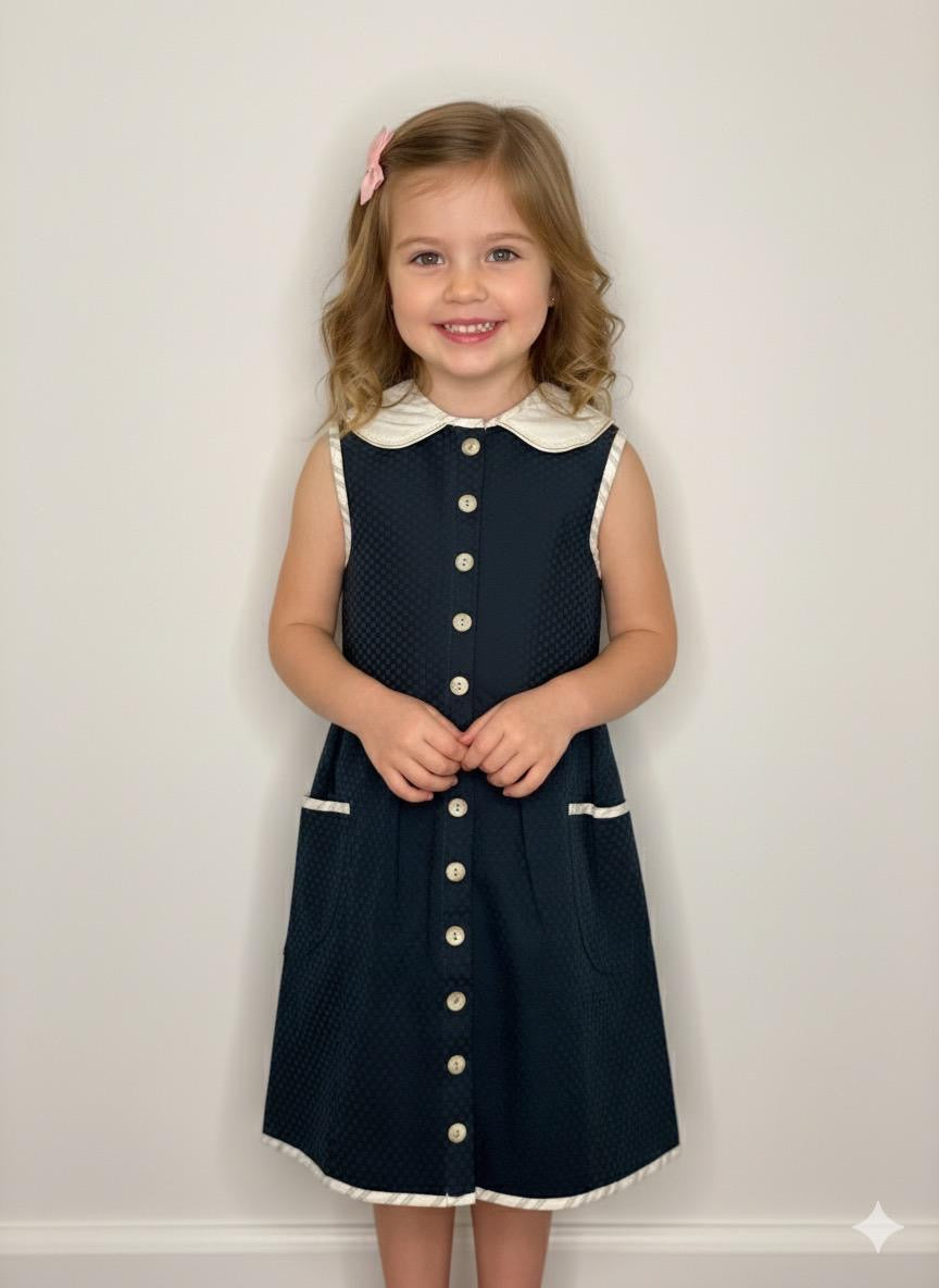 ⸻

Dark Green Denim Button-Front Dress