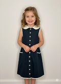 ⸻

Dark Green Denim Button-Front Dress