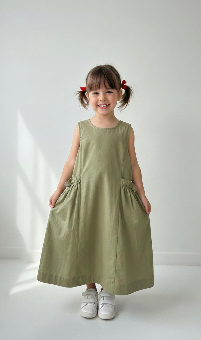 Sleeveless Pocket Dress for Girls