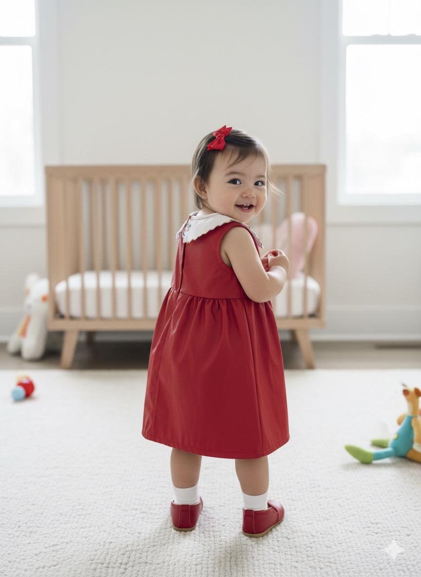Classic Baby Girl Leather Dress