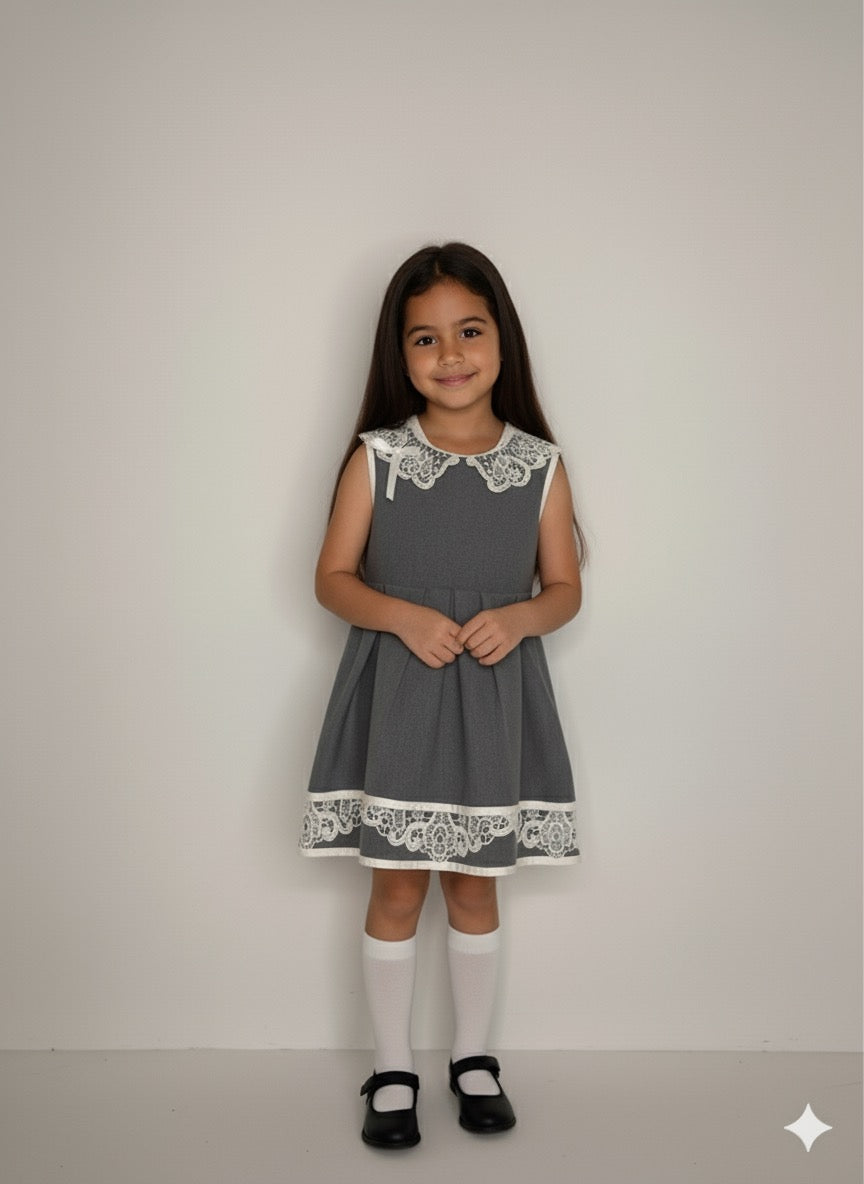 Classic Lace Collar Kids Dress