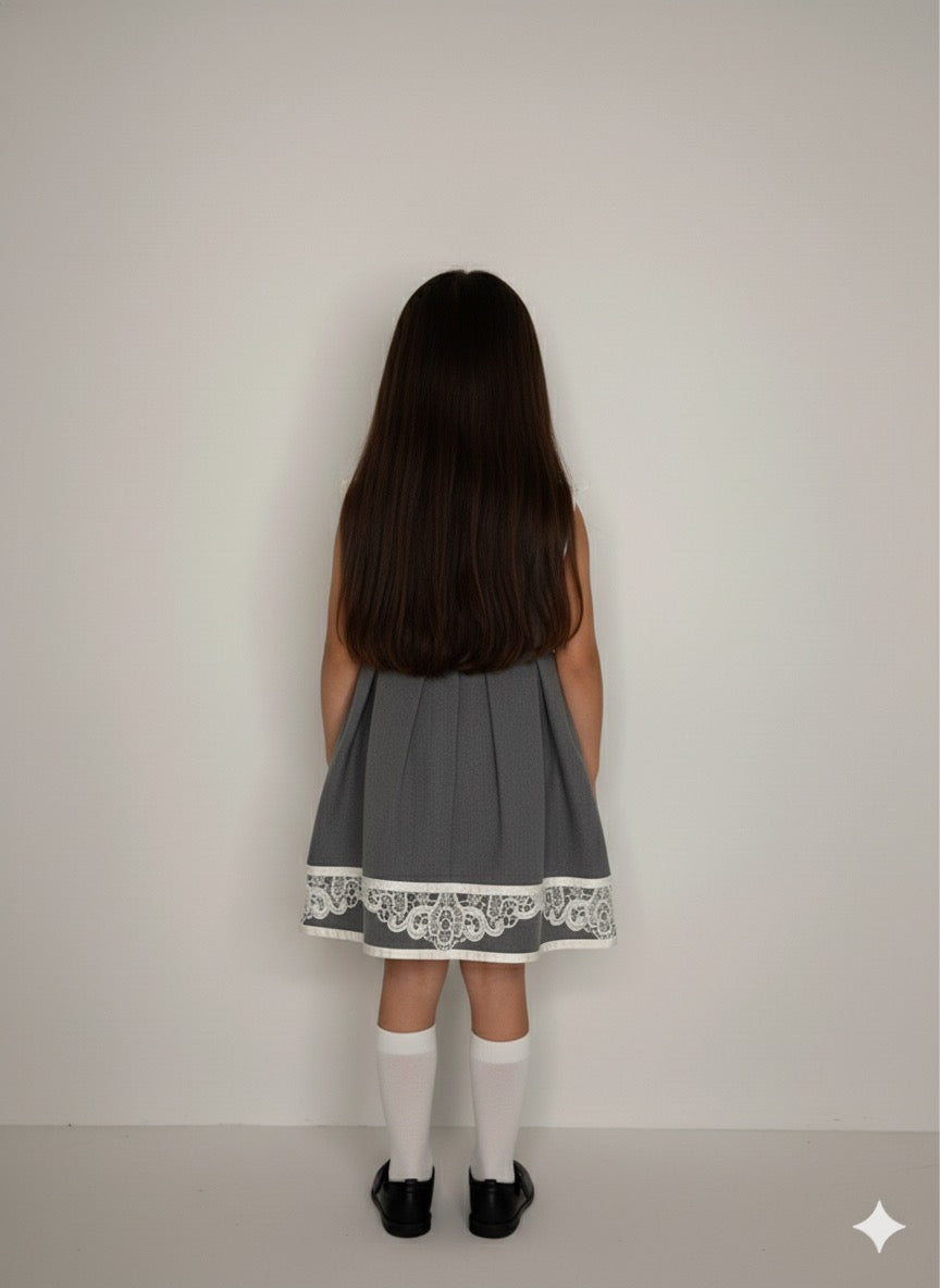 Classic Lace Collar Kids Dress