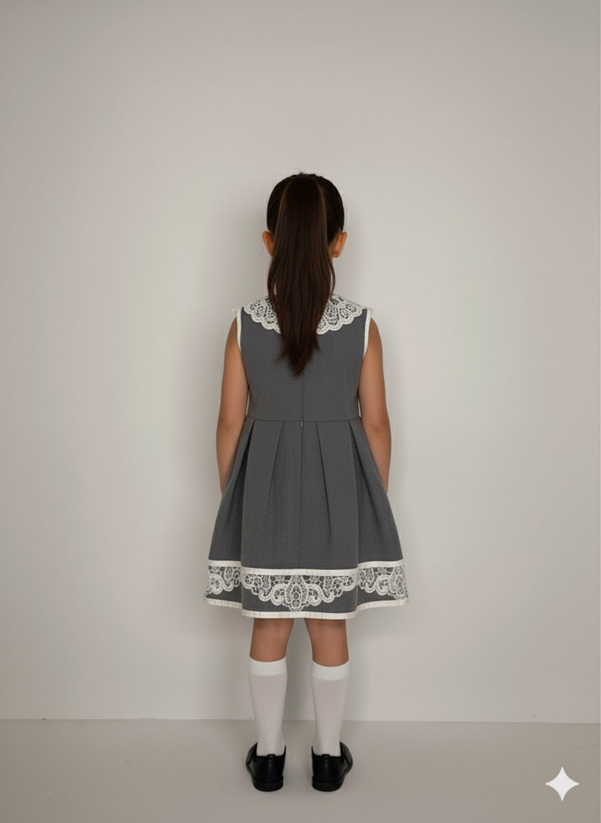 Classic Lace Collar Kids Dress