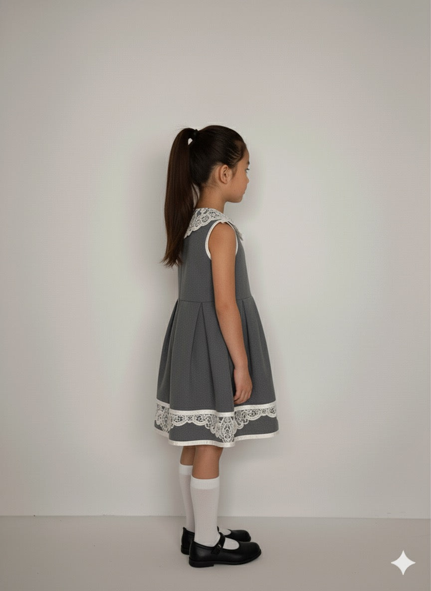 Classic Lace Collar Kids Dress