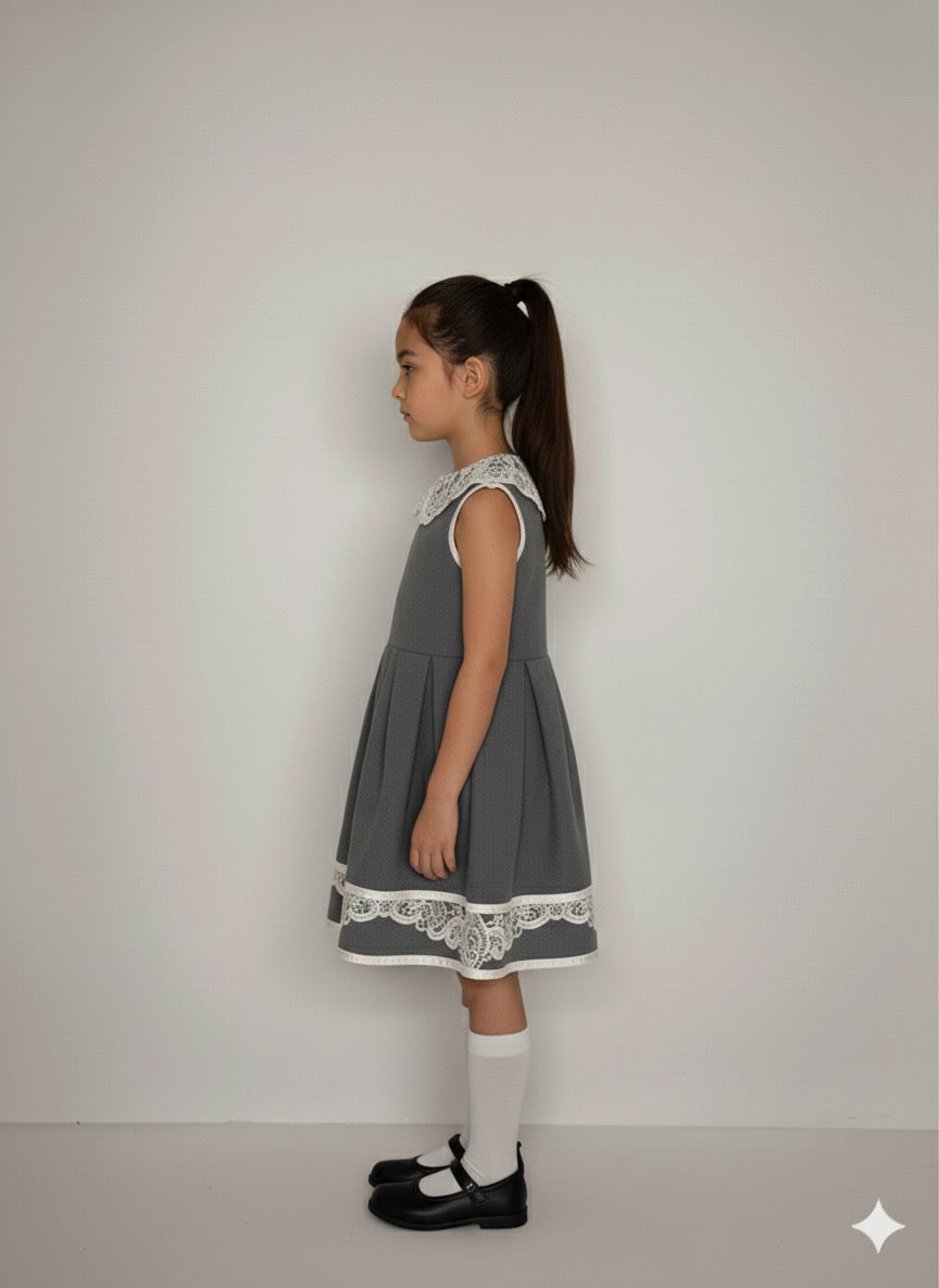 Classic Lace Collar Kids Dress